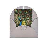 Pyjwyfmy Peacock Feather Print Blank Greeting Cards And Envelopes Set, Pearlized Holiday Cards, 4x6 Inch Cards