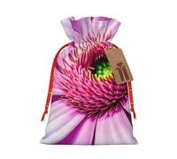 Pyjwyfmy Pink Flower Tropical Plant Print Christmas Gift Bags,Santa Wrapping Bag,Christmas Canvas Gift Bags With Drawstrings,Present Bag