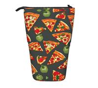 Pyjwyfmy Pizza Pattern Print Standing Pencil Case,Telescopic Pen Pouch,Portable Pencil Holder For Study Or Office Supplies