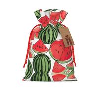 Pyjwyfmy Red Watermelon Print Christmas Gift Bags,Santa Wrapping Bag,Christmas Canvas Gift Bags With Drawstrings,Present Bag