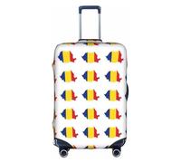 Pyjwyfmy Romania Flag Map Print Suitcase Coverâ€“travel Luggage Cover With Elasticity For Suitcases (S/M/L/Xl Sizes)
