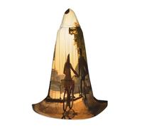 Pyjwyfmy Romantic Paris Eiffel Tower Bycicle Print Hooded Cape,Long Costume Cloak With Hood,Elegant Christmas Halloween Cloak