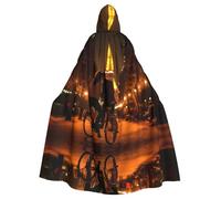 PYJWYFMY Romantic Paris Eiffel Tower Bycicle Print Unisex Adults Hooded Cloak Velvet Cape For Halloween Robe Christmas Cloak Cosplay Costumes