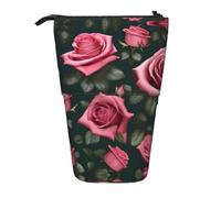 Pyjwyfmy Rose Skull Eyes Print Standing Pencil Case,Telescopic Pen Pouch,Portable Pencil Holder For Study Or Office Supplies