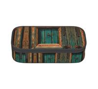 Pyjwyfmy Rustic Antique Wooden Door Print Big Capacity Pencil Pen Case Office Large Storage High Capacity Bag Pouch Holder Box Makeup Bag