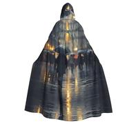 PYJWYFMY Sadness Stormy Day Umbrellas Print Unisex Adults Hooded Cloak Velvet Cape For Halloween Robe Christmas Cloak Cosplay Costumes