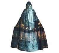 PYJWYFMY Sadness Stormy Day Umbrellas Print Unisex Adults Hooded Cloak Velvet Cape For Halloween Robe Christmas Cloak Cosplay Costumes