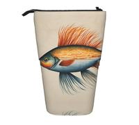 Pyjwyfmy Safflower Flying Fish Print Standing Pencil Case,Telescopic Pen Pouch,Portable Pencil Holder For Study Or Office Supplies