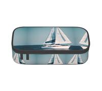 Pyjwyfmy Sailboat Ship Landscape Print Big Capacity Pencil Pen Case Office Large Storage High Capacity Bag Pouch Holder Box Makeup Bag