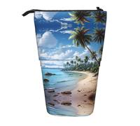 Pyjwyfmy Sandy Beach Print Standing Pencil Case,Telescopic Pen Pouch,Portable Pencil Holder For Study Or Office Supplies