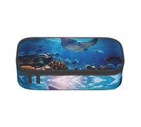 Pyjwyfmy Sea Animals Stingrays Print Big Capacity Pencil Pen Case Office Large Storage High Capacity Bag Pouch Holder Box Makeup Bag