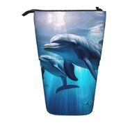 Pyjwyfmy Sea Animals Stingrays Print Standing Pencil Case,Telescopic Pen Pouch,Portable Pencil Holder For Study Or Office Supplies