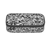 Pyjwyfmy Silver Geometric Figure Print Big Capacity Pencil Pen Case Office College Large Storage High Capacity Bag Pouch Holder Box