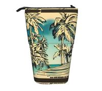 Pyjwyfmy Sketch Hawaii Print Standing Pencil Case,Telescopic Pen Pouch,Portable Pencil Holder For Study Or Office Supplies