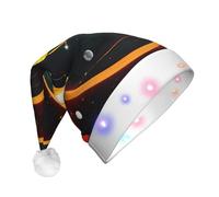 Pyjwyfmy Solar System Jupiter Saturn Print Light Up Christmas Hat With Led Lights Plush Santa Hat Soft Velvet Christmas Hats For Xmas Gift