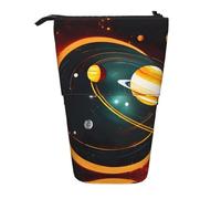 Pyjwyfmy Solar System Jupiter Saturn Print Standing Pencil Case,Telescopic Pen Pouch,Portable Pencil Holder For Study Or Office Supplies