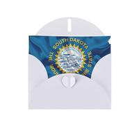Pyjwyfmy South Dakota Flag Map Print Pearlized Greeting Cards Set,Blank Inside Birthday Cards And Envelopes,Thank You Cards
