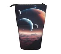 Pyjwyfmy Space Planet Print Standing Pencil Case,Telescopic Pen Pouch,Portable Pencil Holder For Study Or Office Supplies