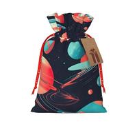 Pyjwyfmy Space Planets Print Christmas Gift Bags,Santa Wrapping Bag,Christmas Canvas Gift Bags With Drawstrings,Present Bag