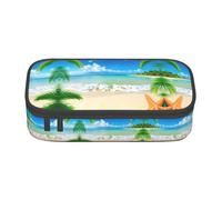 Pyjwyfmy Starfish Beach Sea Palms Print Big Capacity Pencil Pen Case Office Large Storage High Capacity Bag Pouch Holder Box Makeup Bag