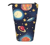 Pyjwyfmy Starry Sky Universe Space Print Standing Pencil Case,Telescopic Pen Pouch,Portable Pencil Holder For Study Or Office Supplies