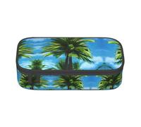 Pyjwyfmy Summer Palm Tree Print Big Capacity Pencil Pen Case Office Large Storage High Capacity Bag Pouch Holder Box Makeup Bag