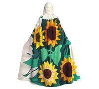 PYJWYFMY Sunflower Bee Print Unisex Adults Hooded Cloak Velvet Cape For Halloween Robe Christmas Cloak Cosplay Costumes