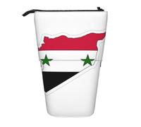 Pyjwyfmy Syrian Flag Map Print Standing Pencil Case,Telescopic Pen Pouch,Portable Pencil Holder For Study Or Office Supplies