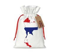 Pyjwyfmy Thailand Flag Map Print Christmas Gift Bags,Santa Wrapping Bag,Christmas Canvas Gift Bags With Drawstrings,Present Bag