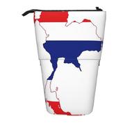 Pyjwyfmy Thailand Flag Map Print Standing Pencil Case,Telescopic Pen Pouch,Portable Pencil Holder For Study Or Office Supplies