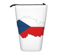 Pyjwyfmy The Czech Republic Flag Map Print Standing Pencil Case,Telescopic Pen Pouch,Portable Pencil Holder For Study Or Office Supplies