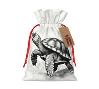 Pyjwyfmy Turtle Write Print Christmas Gift Bags,Santa Wrapping Bag,Christmas Canvas Gift Bags With Drawstrings,Present Bag