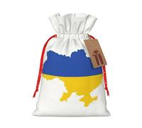 Pyjwyfmy Ukraine Flag Map Print Christmas Gift Bags,Santa Wrapping Bag,Christmas Canvas Gift Bags With Drawstrings,Present Bag