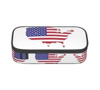 Pyjwyfmy Usa Flag Map Print Big Capacity Pencil Pen Case Office Large Storage High Capacity Bag Pouch Holder Box Makeup Bag