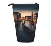 Pyjwyfmy Venice Night Print Standing Pencil Case,Telescopic Pen Pouch,Portable Pencil Holder For Study Or Office Supplies