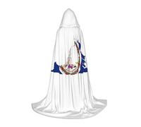 Pyjwyfmy Virginia State Flag Map Print Hooded Cape,Long Costume Cloak With Hood,Elegant Christmas Halloween Cloak