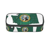Pyjwyfmy Washington Flag Map Print Big Capacity Pencil Pen Case Office Large Storage High Capacity Bag Pouch Holder Box Makeup Bag