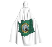 PYJWYFMY Washington Flag Map Print Unisex Adults Hooded Cloak Velvet Cape For Halloween Robe Christmas Cloak Cosplay Costumes