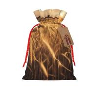 Pyjwyfmy Wheat Field Print Christmas Gift Bags,Santa Wrapping Bag,Christmas Canvas Gift Bags With Drawstrings,Present Bag