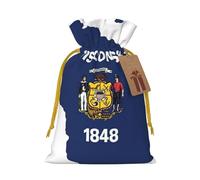 Pyjwyfmy Wisconsin State Flag Map Christmas Gift Bags,Gift Bags For Christmas Wrapping, Pouches With Drawstring Closure