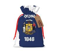 Pyjwyfmy Wisconsin State Flag Map Christmas Gift Bags,Gift Bags For Christmas Wrapping, Pouches With Drawstring Closure