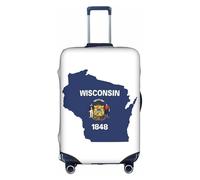 Pyjwyfmy Wisconsin State Flag Map Print Suitcase Cover–travel Luggage Cover With Elasticity For Suitcases (S/M/L/Xl Sizes)