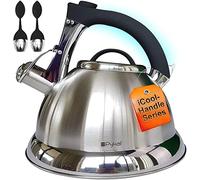 Pykal Whistling Tea Kettle for Stove Top - 2.8l - Stainless Steel iCool Handle Tea Pot - 5 PLY Kettles - Teapot w/ 2 Infusers Also for Gas Hob or Induction Heater