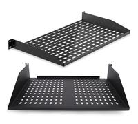 Pyle 19-Inch 1U+2U Server Rack Shelves - Universal Device Server Rack Mounting Tray, for Good Air Circulation, Cantilever Mount, Wall Mount Rack, Computer Case Mounting Tray, Black - Pyle PLRSTN42U