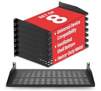 Pyle 1U Server Rack Shelf 19 inch- 8-Pack Vented Mount Shelves, 48cm, 50kg Capacity, Computer and Server racks, Fits AV, Computer, Network Cabinets