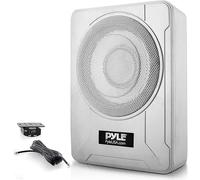 PYLE 8-Inch Low-Profile Amplified Subwoofer System - 600 Watt Compact Enclosed Active Marine Underseat Car Subwoofer with Built in Amp, Powered Car Subwoofer w/Low & High Level Inputs