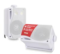 Pyle 3-Way Weatherproof Outdoor Speaker Set - 8.89cm 200W Pair of Marine Grade Mount Speakers - in a Heavy Duty ABS Enclosure Grill - Home, Boat, Poolside, Patio, Indoor Outdoor Use -PLMR24 (White)