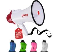 Pyle 30W Megaphone Speaker with Microphone, Loud Bullhorn Megaphones with Siren & Adjustable Volume, Loud Hailer Mega phone, Indoor/Outdoor Use, Perfect for Sports, Police, Safety Drills, Kids & More
