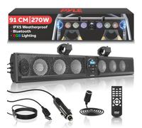 Pyle 36" Waterproof Marine Sound Bar Speaker - Bluetooth ATV UTV Audio | IPX5 Weather-Resistant, 270W Peak Power, 6x4" Woofers, 2x1" Tweeters, RGB Lighting, USB & AUX Playback, Aluminium Alloy Build