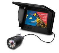 Pyle 4.3'' Portable LCD Monitor Underwater Fishing Camera - 1000TVL Waterproof Fish Finder with 12 Infrared LED Lights, IP68 Water-Resistant, Ice/Ocean/Lake Fishing, Carrying Case Included (Black)